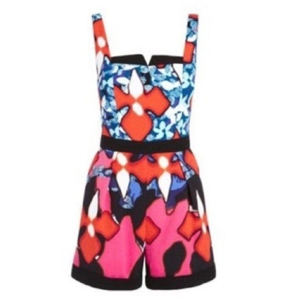 PETER PILOTTO Women's Size 4 Colorful Floral Print Sleeveless Romper Pockets - Picture 3 of 9